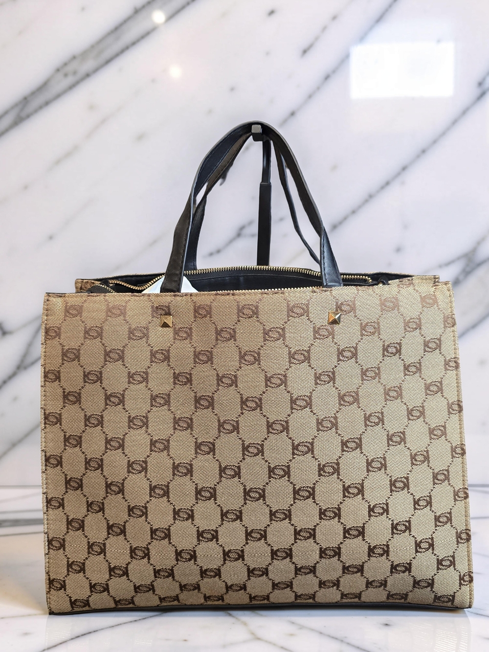 Bebe Tutulla Monogram Jacquard Tote Bag NWT - Picture 2 of 6